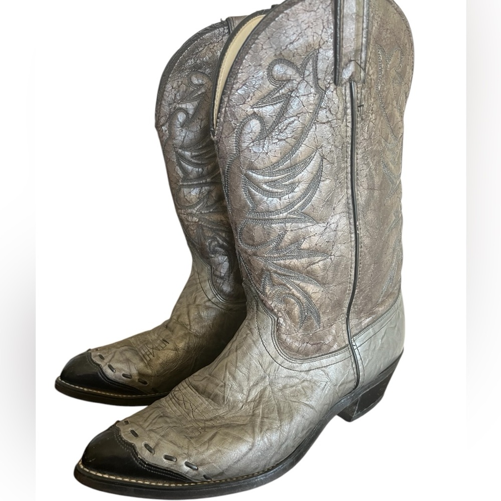 Laredo brand men’s cowboy boots grey color all leather size 10.5 W newer cond - Picture 2 of 10